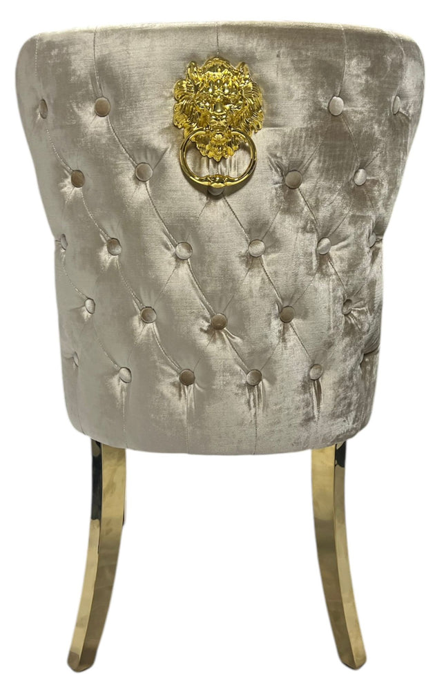Lewis Mink Chair (Lion Knocker/Gold Legs)