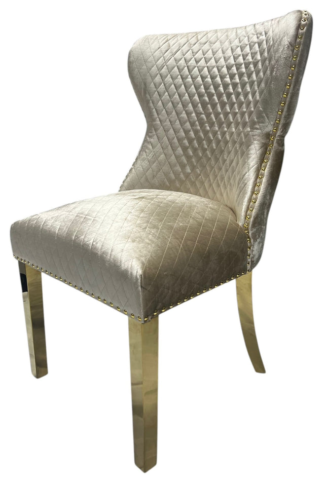Lewis Mink Chair (Lion Knocker/Gold Legs)