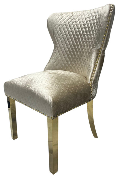 Lewis Mink Chair (Lion Knocker/Gold Legs)