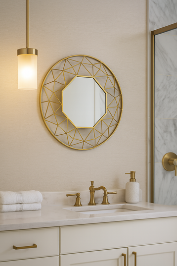 Round Hex Gold Mirror
