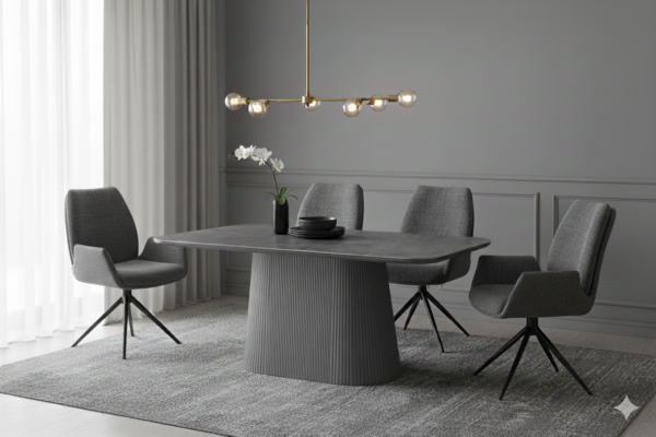 Davos Grey Oval Ceramic Dining Table 160cm