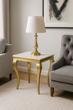 Louis Matt Gold Lamp Table with Glass Top (All Colours) 50cm