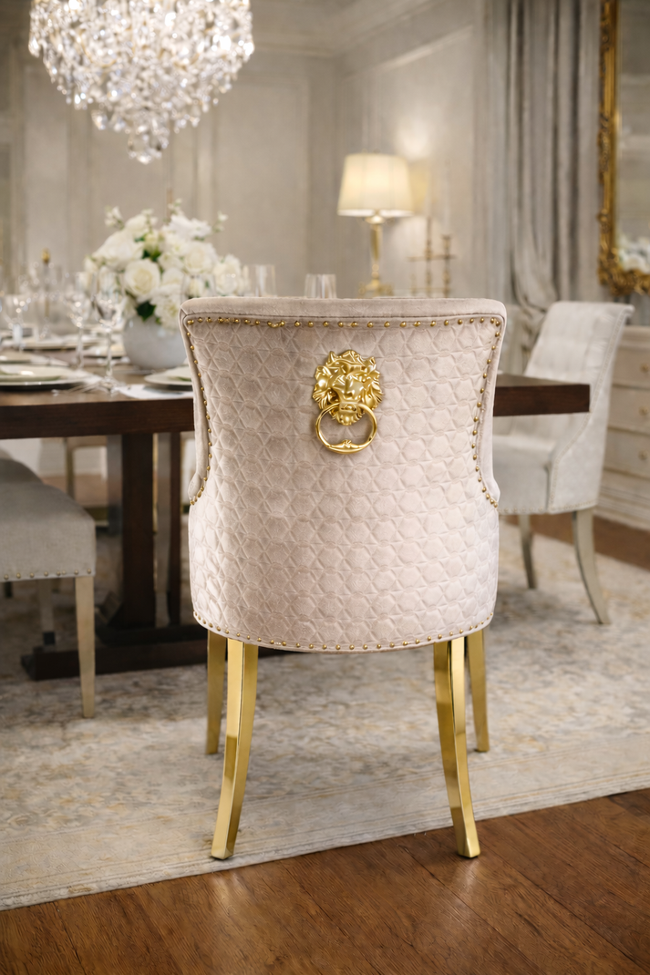 Roma Dining Chair (Lion Knocker/Gold Legs) (2 Colours)