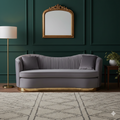 Franza 3 Seater Pleated Grey Velvet Sofa