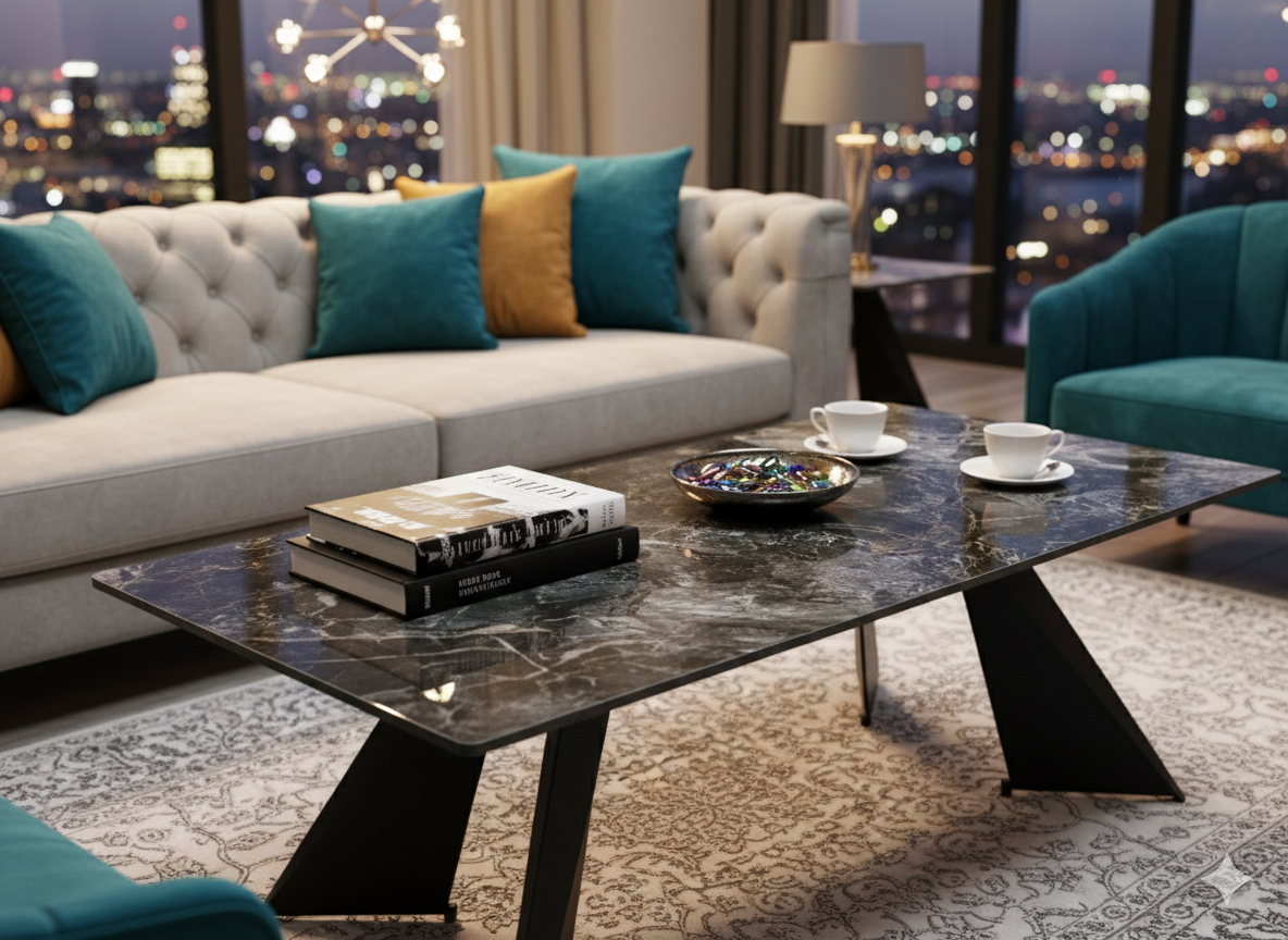 Chicago Black & Gold Ceramic Coffee Table