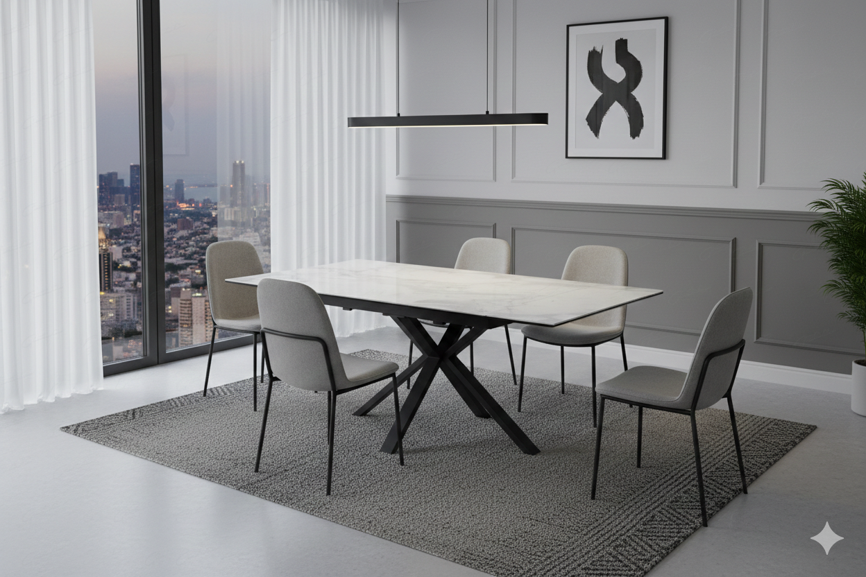 Amari Ceramic White or Grey Extending Table 120-150-180cm