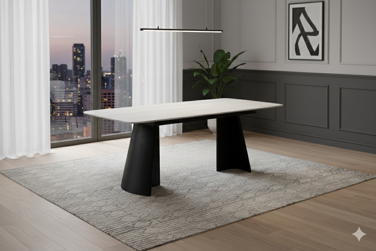 Silvia 180cm Table - Black & Grey