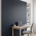 Acoustic Slatted Wall Panels - 3 sided - Colour Finish - Blue on Grey Felt - 240cm x 32cm (2 pieces)