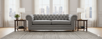 Stella 3 Seater Chesterfield Grey Linen Sofa