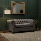 Stella 2 Seater Chesterfield Grey Linen Sofa
