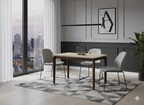 Ronda 120cm Table - Walnut & Travertine