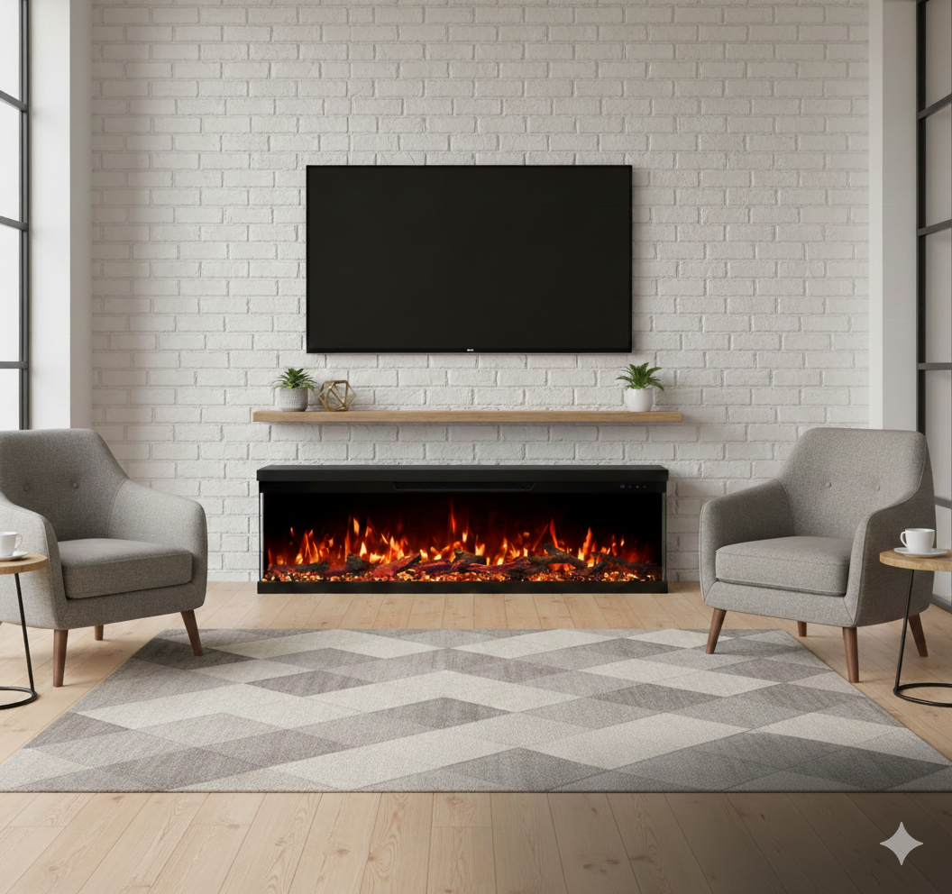 Luxion 3 Sided Fire - 60 Inch - Black