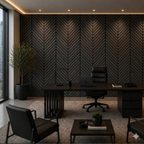 Self Adhesive Herringbone Acoustic Wall Panels - Black Oak - 120cm x 30cm  (4 Pieces)