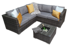 Georgia Corner Rattan Sofa with Ice Bucket Grey