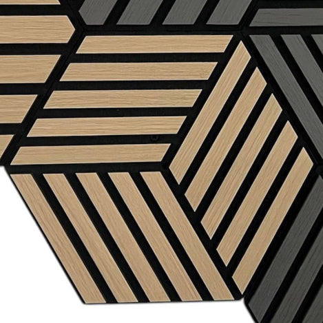 Oak Cube Hexagon Wall Panel Hanging