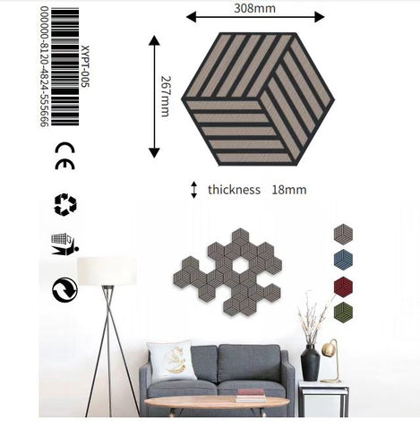 Dark Grey Cube Hexagon Wall Panel Hanging