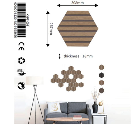 Dark Grey Hexagon Wall Panel Hanging