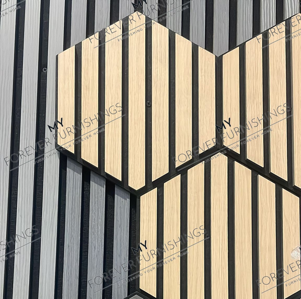 Oak Hexagon Wall Panel Hanging