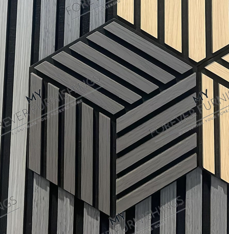 Dark Grey Cube Hexagon Wall Panel Hanging