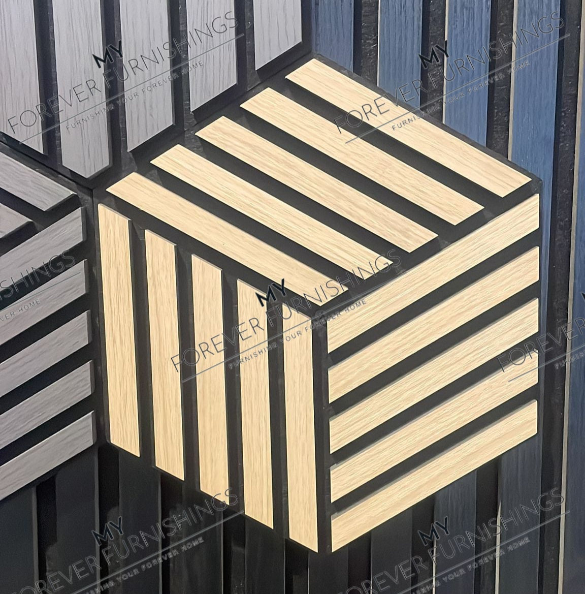 Oak Cube Hexagon Wall Panel Hanging