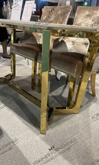 Vera 1.6M Gold Dining Table With Kata Gold Ceramic