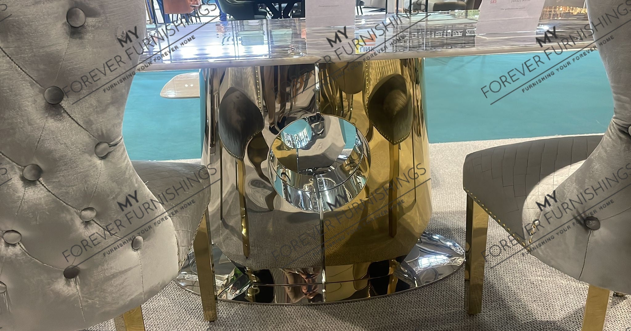 Luxeon 1.8m Gold/Chrome Dining Table (2 Colours)