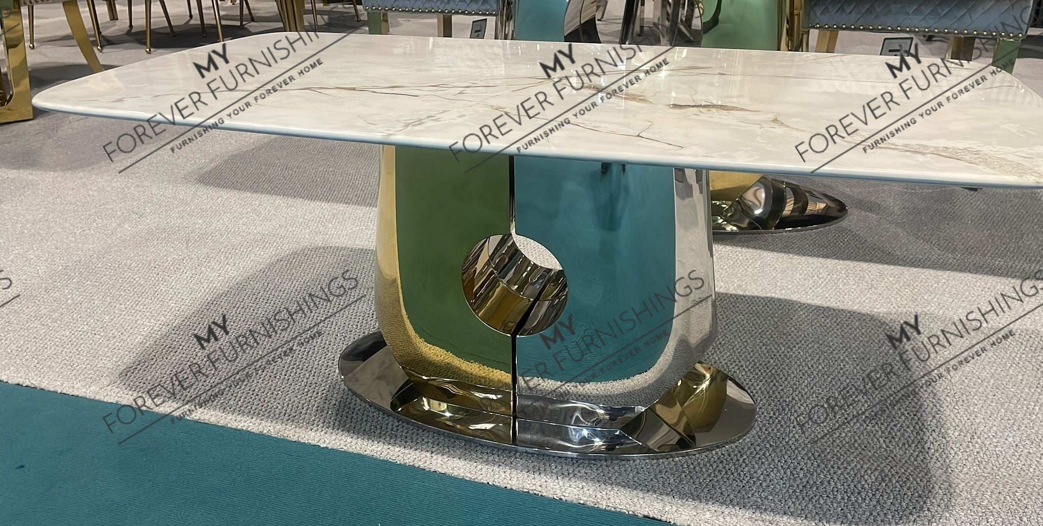 Luxeon 1.8m Gold/Chrome Dining Table (2 Colours)