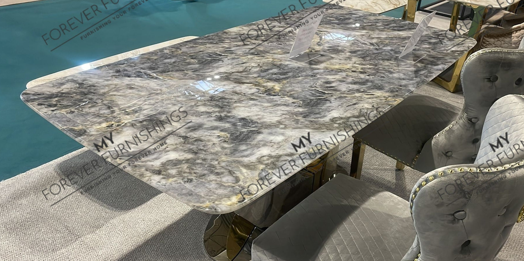 Luxeon 1.8m Gold/Chrome Dining Table (2 Colours)