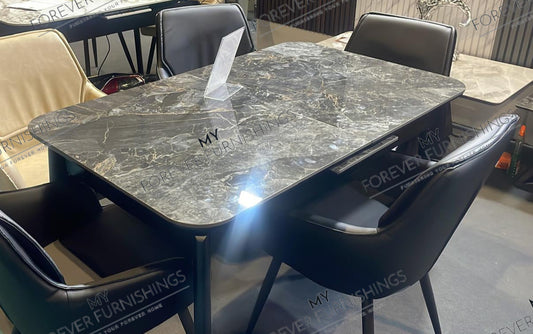 Arizona Black and Gold Extending Dining Table 130-160cm