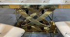 Elina 1.8M Cream Marble Gold Dining Table