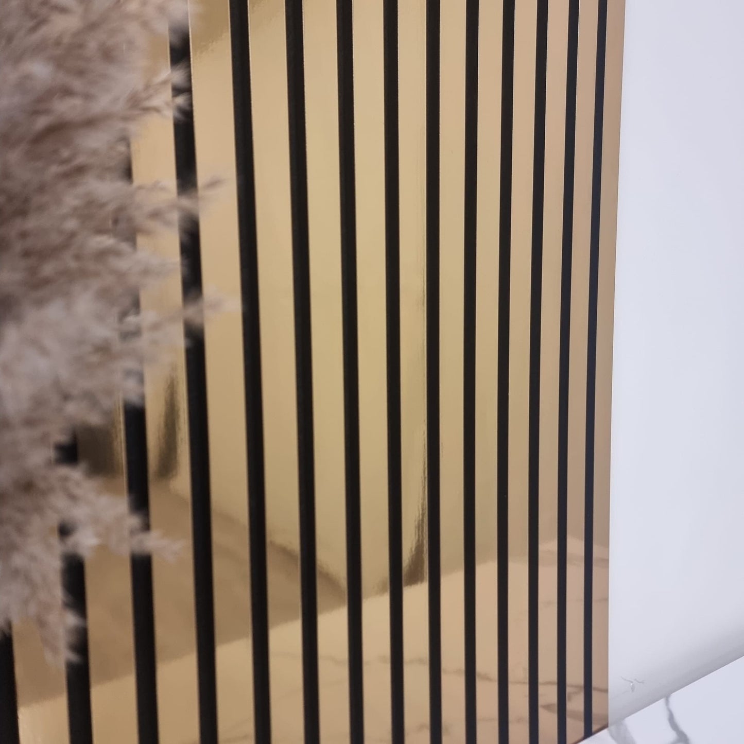 Acoustic Slatted Wall Panel - Gold Metallic 2.4m x 0.6m (4 Pieces)