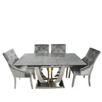 London 1.6-2m Extending Grey Ceramic Dining Table + 4/6 Roma Silver Grey Dining Chair
