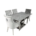 London 1.6-2m Extending Grey Ceramic Dining Table + 4/6 Roma Silver Grey Dining Chair