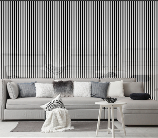 Acoustic Slatted Wall Panel - Shiny Silver 2.4m x 0.6m (4 Pieces)