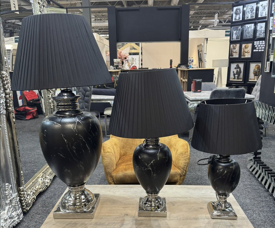 Black & Silver Marble Lamp (3 Sizes)