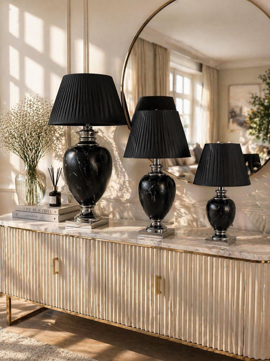 Black & Silver Marble Lamp (3 Sizes)