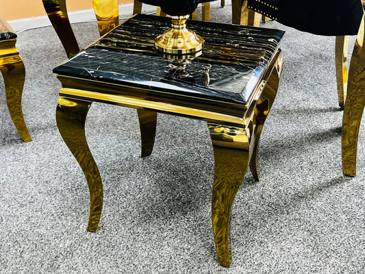 Sofia Black & Gold Marble Lamp Table