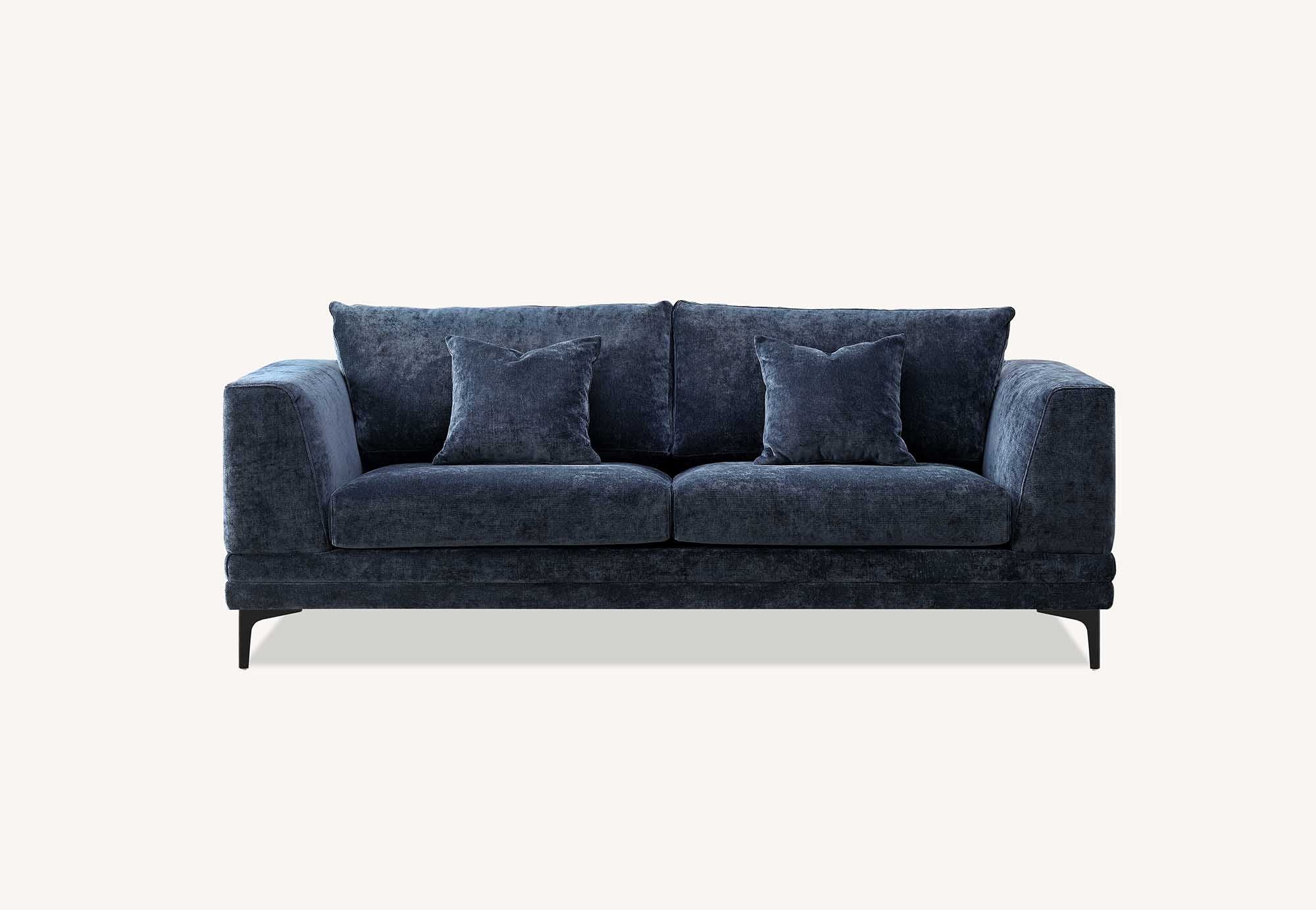 Lenox Sofa Range in Aegean Blue Velvet 3 or 2 Seater