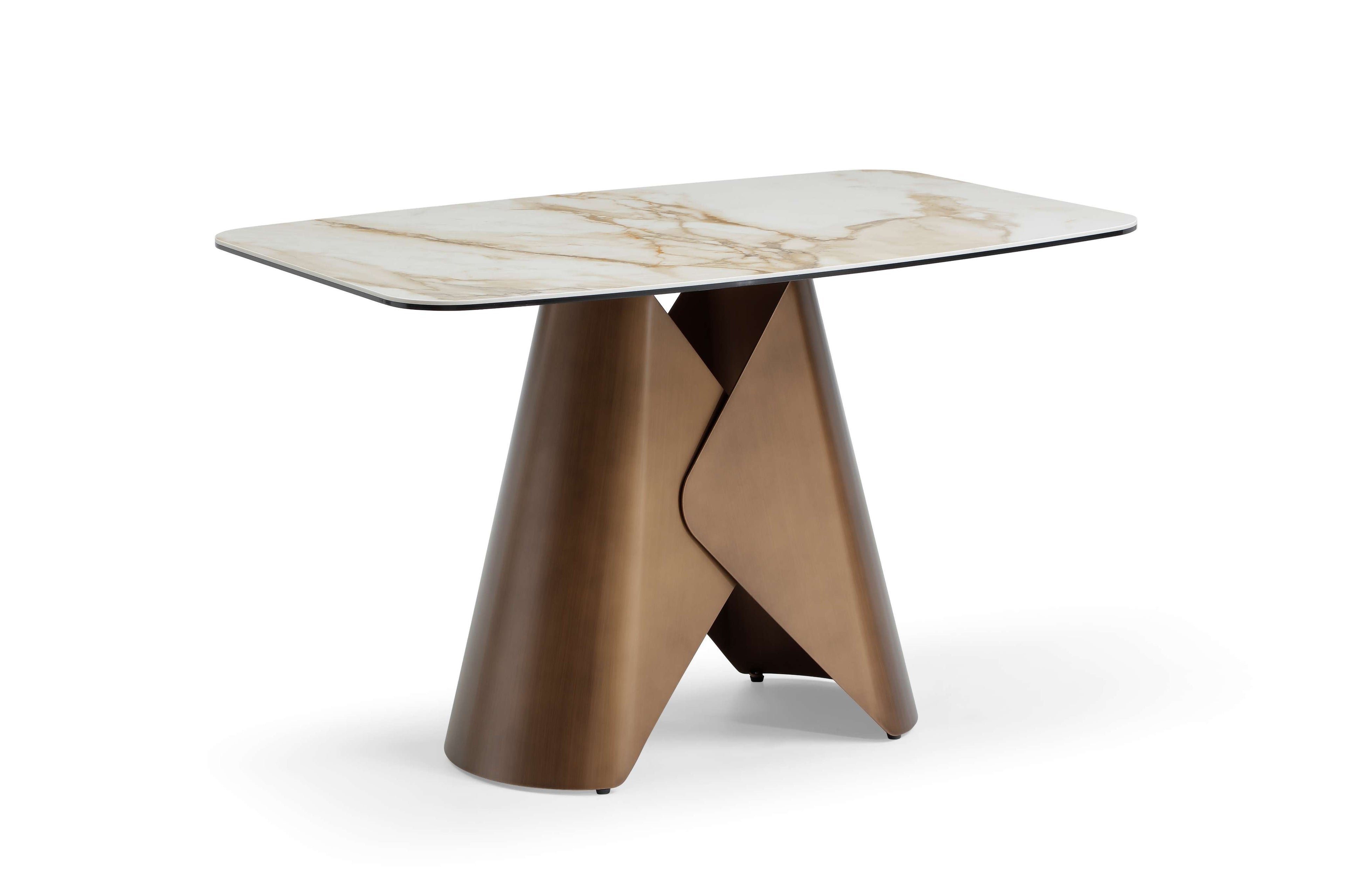 Levente 120cm Table - Brass & White Pandora Classico