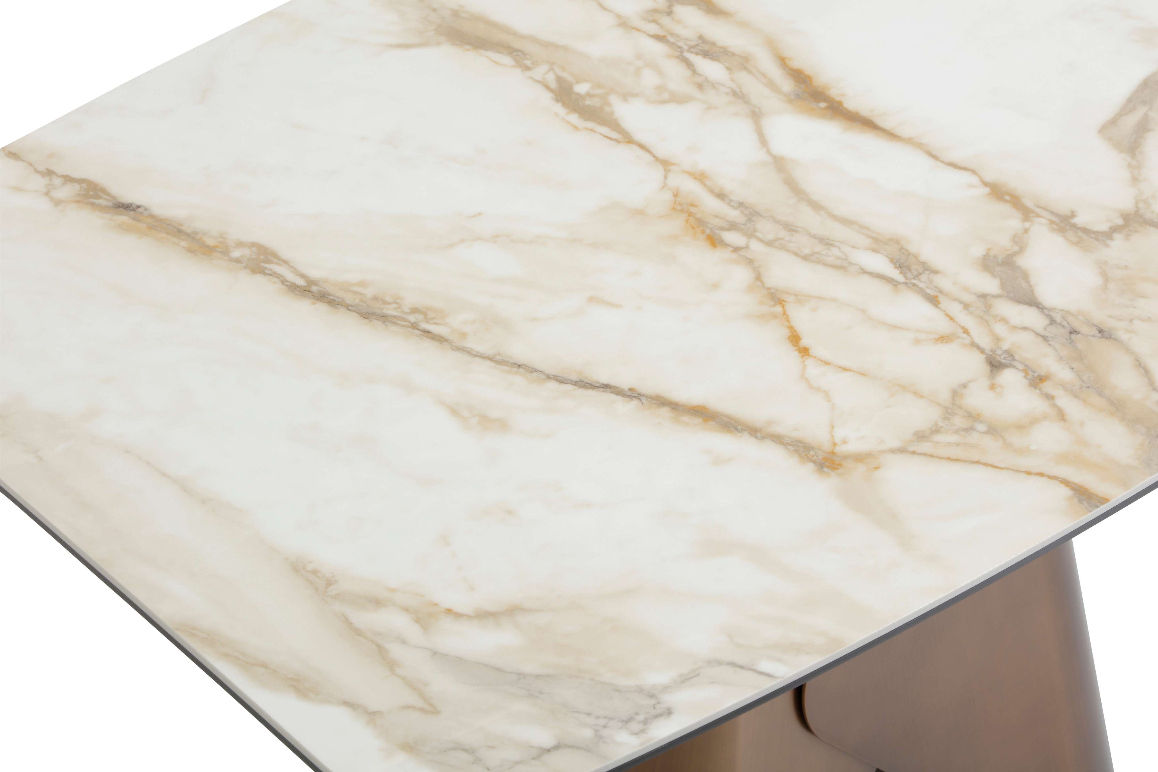 Levente 120cm Table - Brass & White Pandora Classico