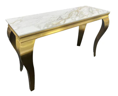 Louis Console Table Matt Gold with Marble or Ceramic Top 120cm