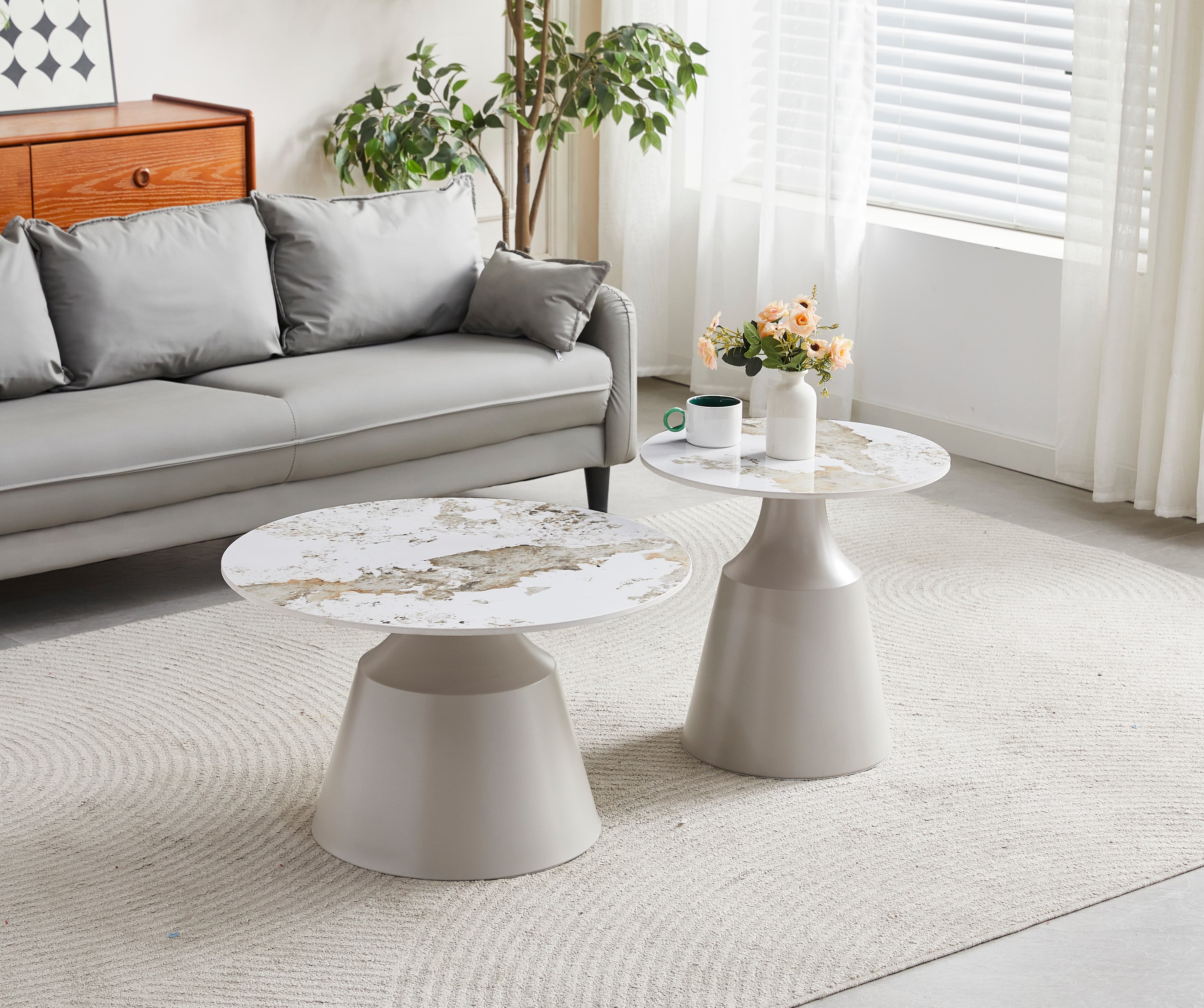 Luna Coffee & End Tables - Matt Grey & Pandora
