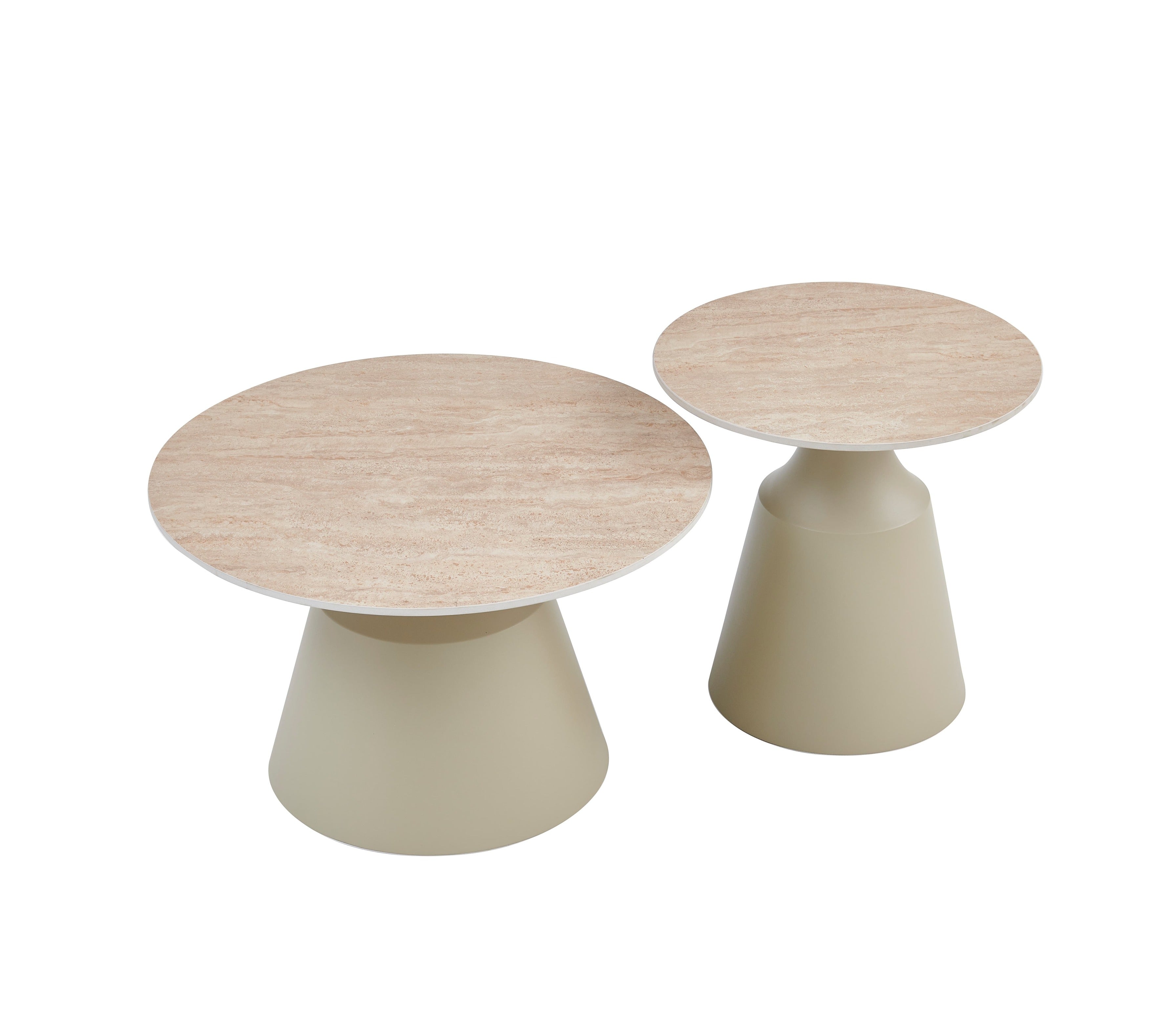 Luna Coffee & End Tables - Matt Taupe & Travertine