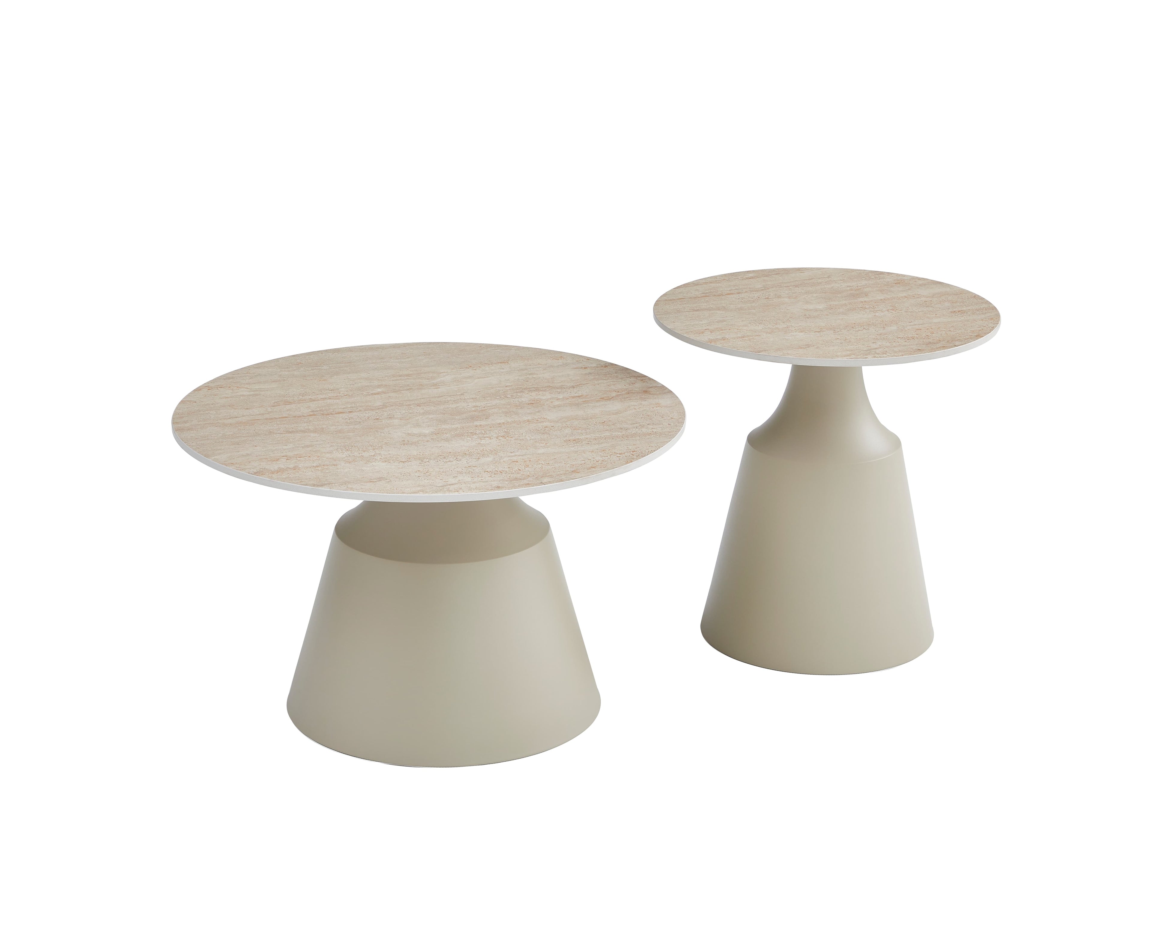 Luna Coffee & End Tables - Matt Taupe & Travertine
