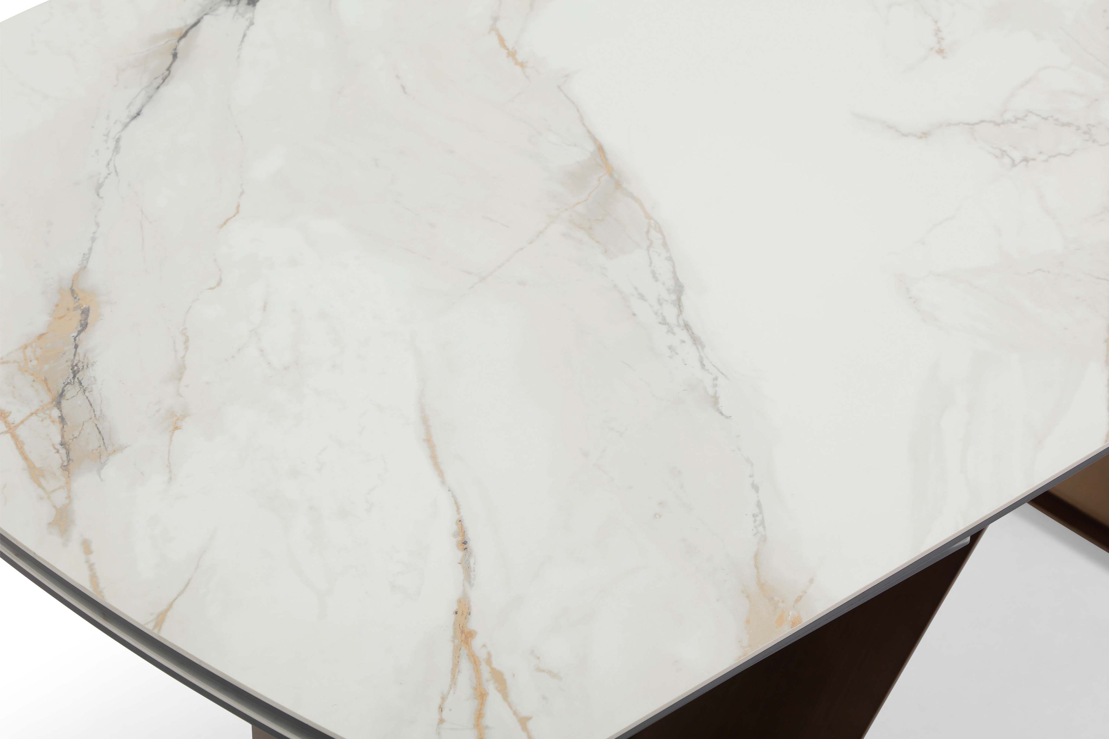 Lusso Extending Table - Brushed Brass & Sunset Statuario