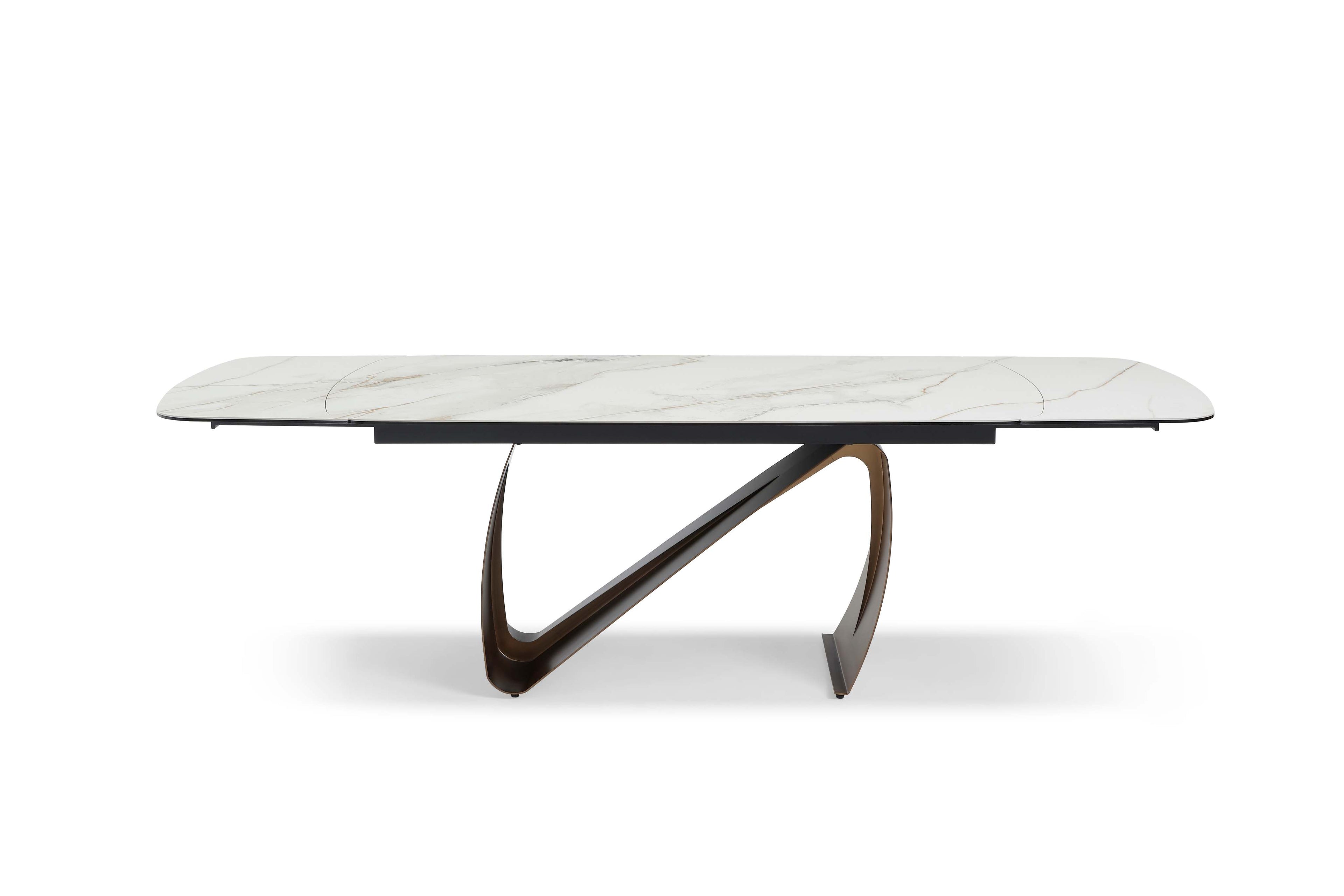 Lusso Extending Table - Brushed Brass & Sunset Statuario