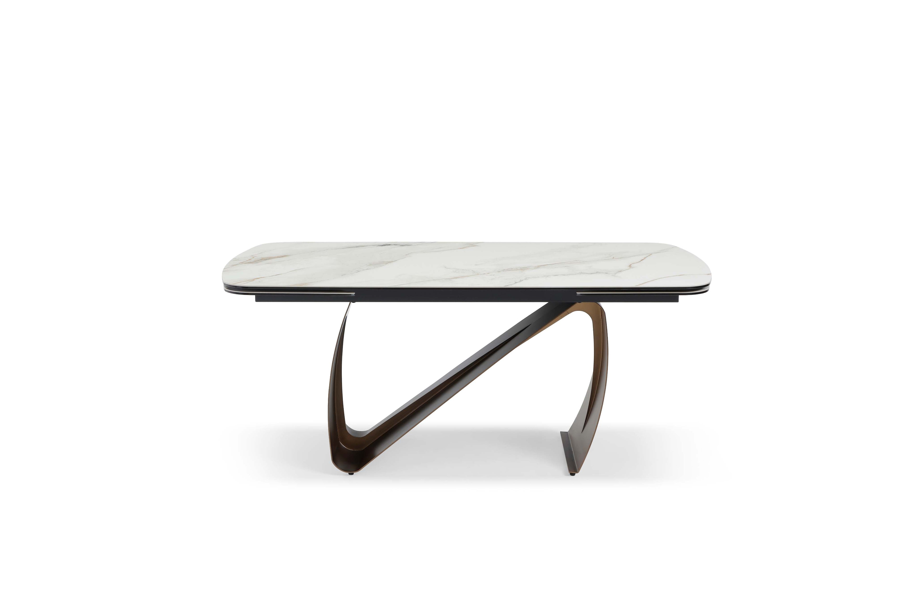 Lusso Extending Table - Brushed Brass & Sunset Statuario