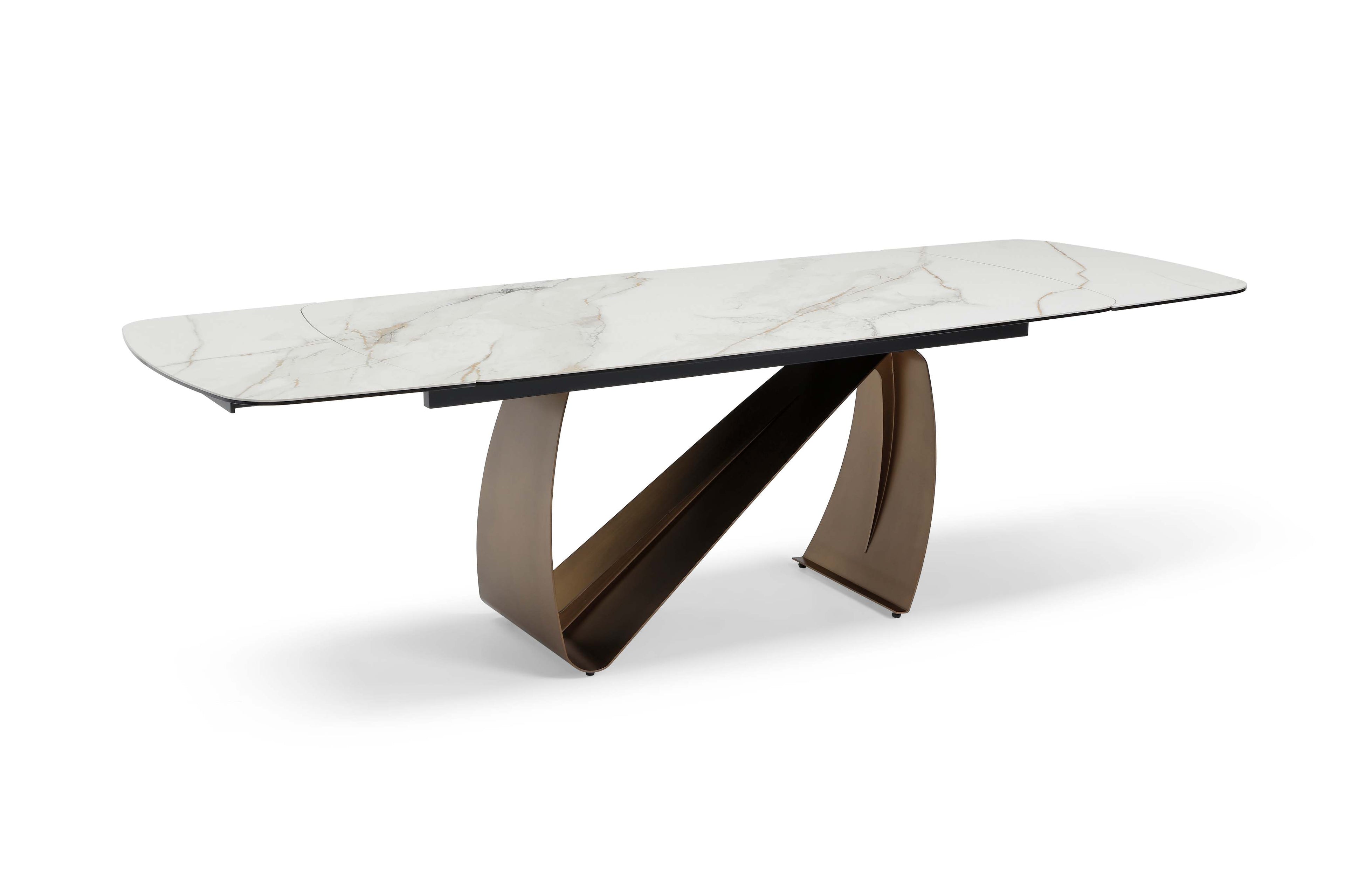 Lusso Extending Table - Brushed Brass & Sunset Statuario