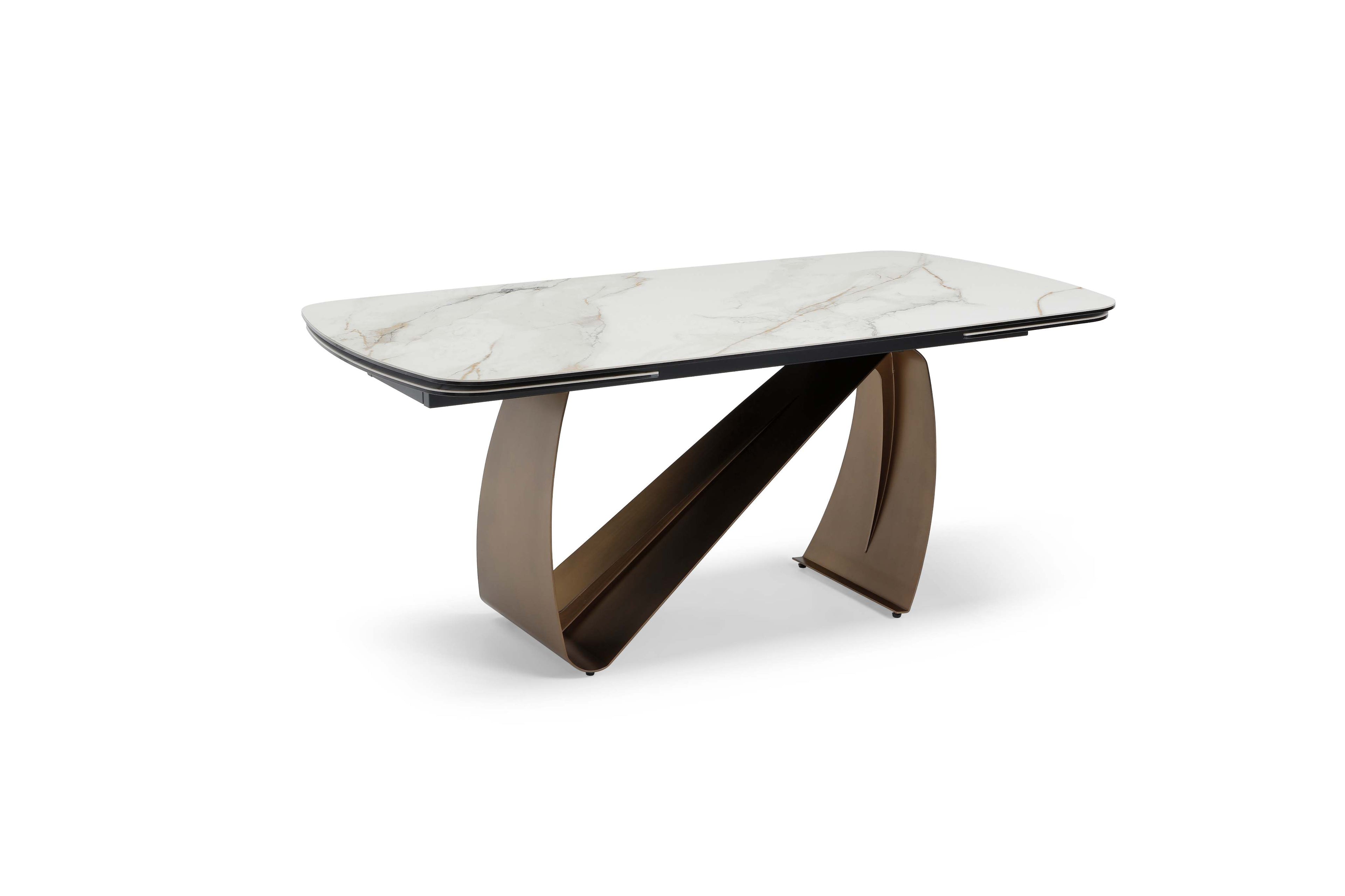Lusso Extending Table - Brushed Brass & Sunset Statuario
