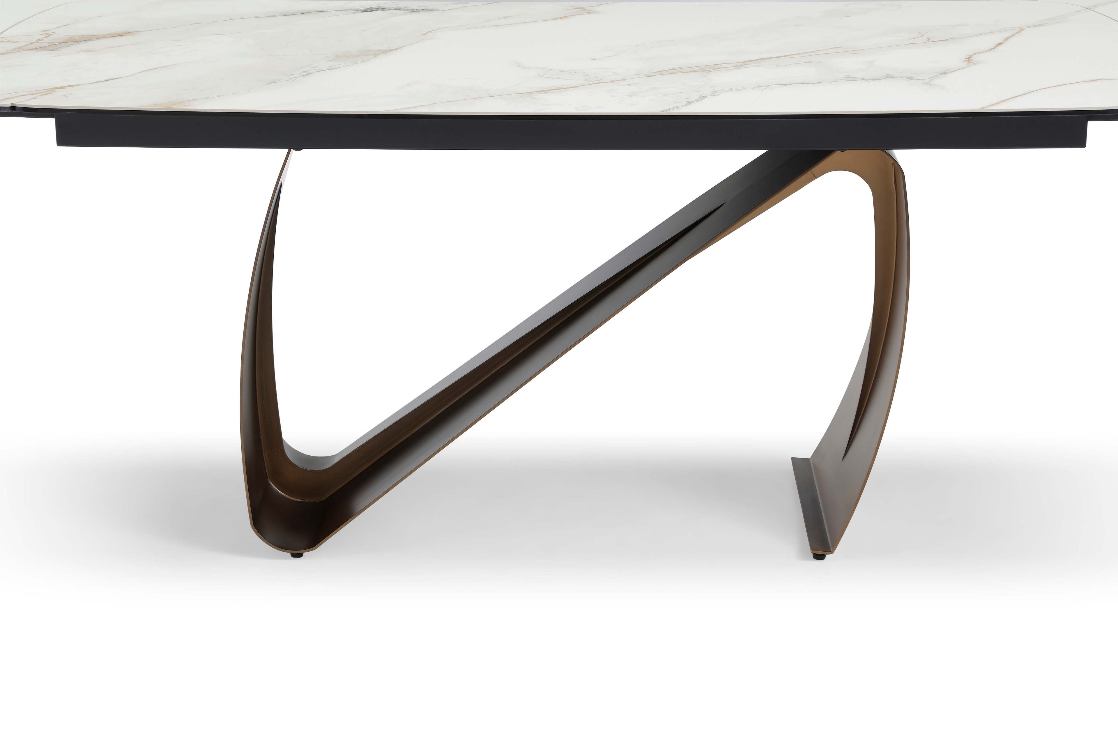 Lusso Extending Table - Brushed Brass & Sunset Statuario